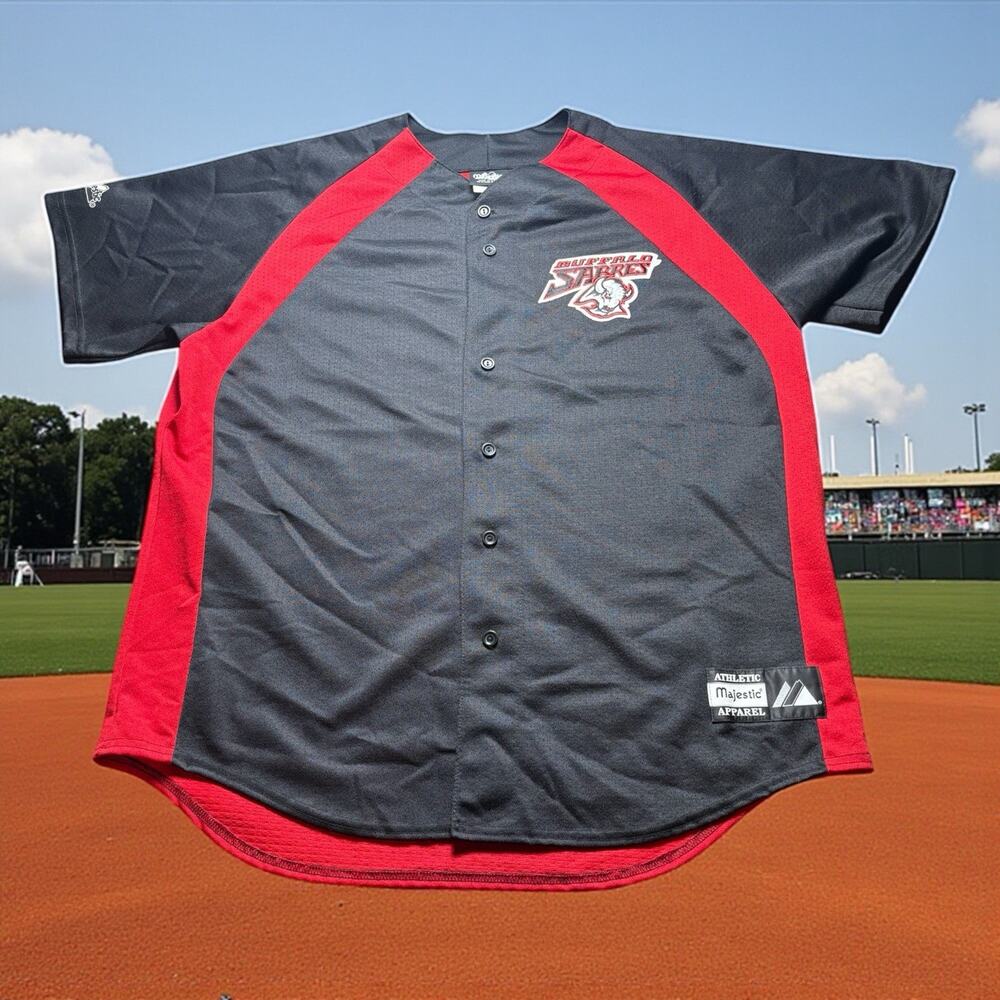 Vintage Buffalo Sabres Majestic NHL Hockey Baseball Jersey Men’s XL